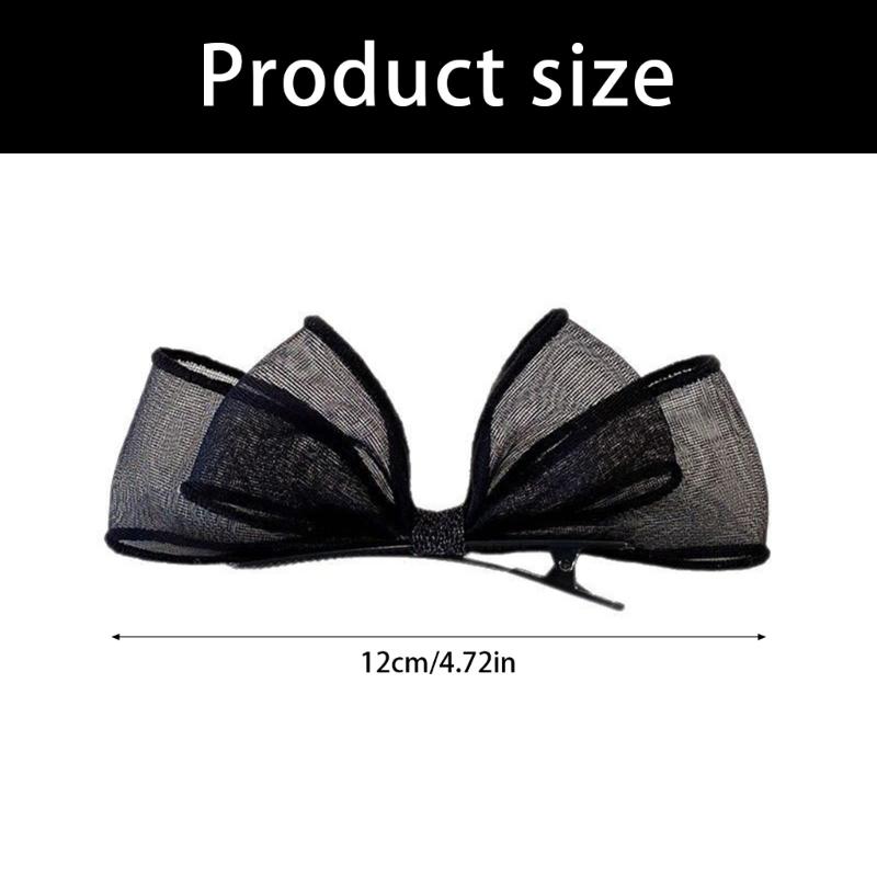 Stylish Hair Clip Black Mesh Bows Barrettes for Styling All Hair Types Lightweight Comfort Fashion Accessory