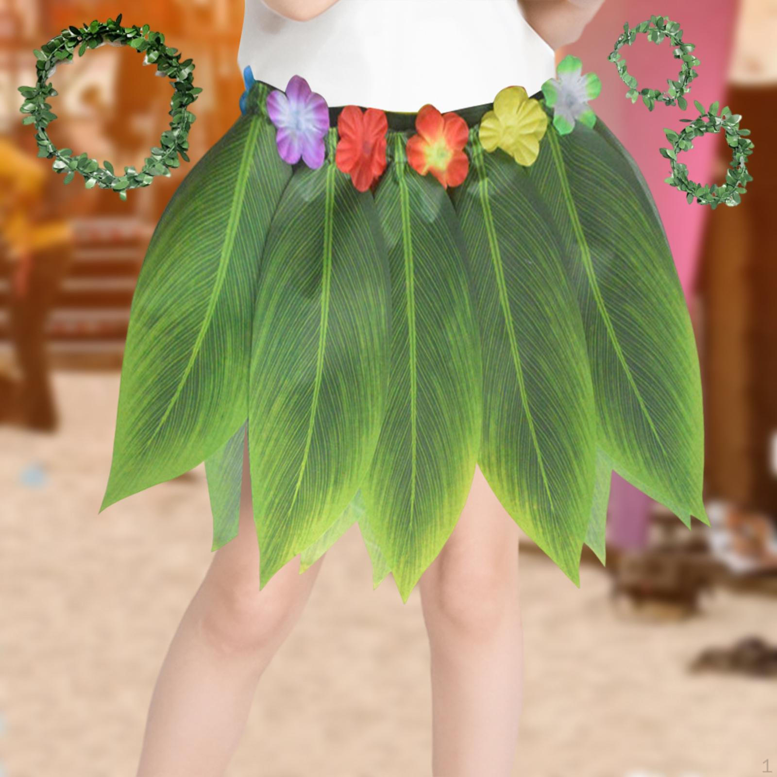 

Grass Skirt Hawaiian Flower Leaf Costume Accessory for Stage Performance 10 Leaf Skirt