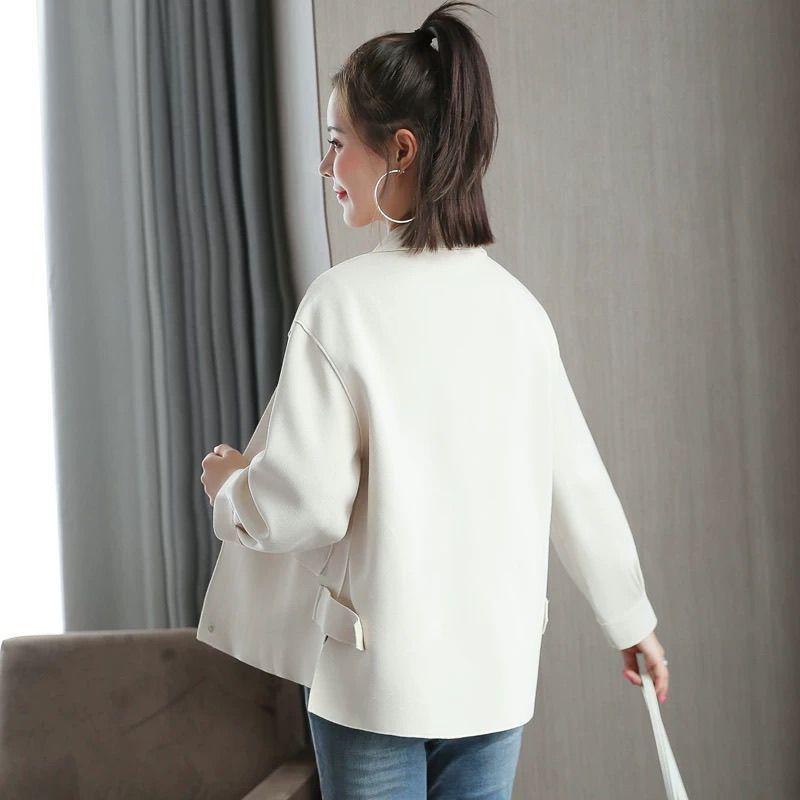 Trendy Suede Velvet Windbreaker: Petite Fit Short Jacket for Spring & Autumn