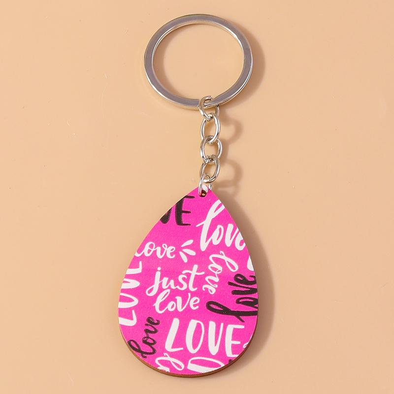 Romantic Wood Keychain Charms Love Heart Lip Keyrings Pendants for Women Girls Handbag Decor DIY Valentine's Day Key Chain Gifts