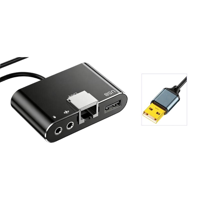 

Швидкі USB-Ethernet конвертери 100 Мбіт/с, 3,5-мм аудіороз єми для кількох пристроїв, портативний пластик, стабільний інтернет 1