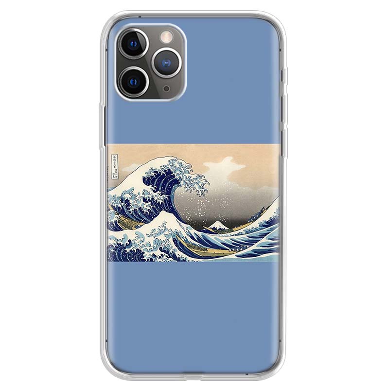 Japanese wave art Phone Case For iPhone 17 Air 11 13 Mini 14 15 Plus 16 12 Pro Max 16E SE 7 8 Pattern Soft TPU Back Cover  17 Ai
