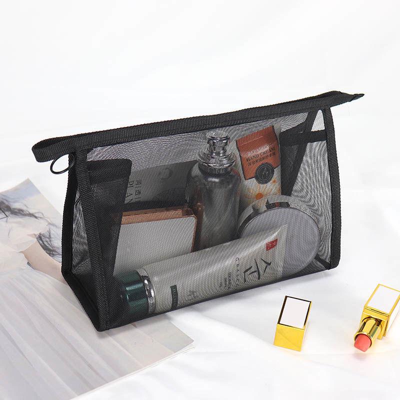 Women's Portable Mesh Makeup & Toiletry Bag Set - Large & Small, Transparent Storage for Travel