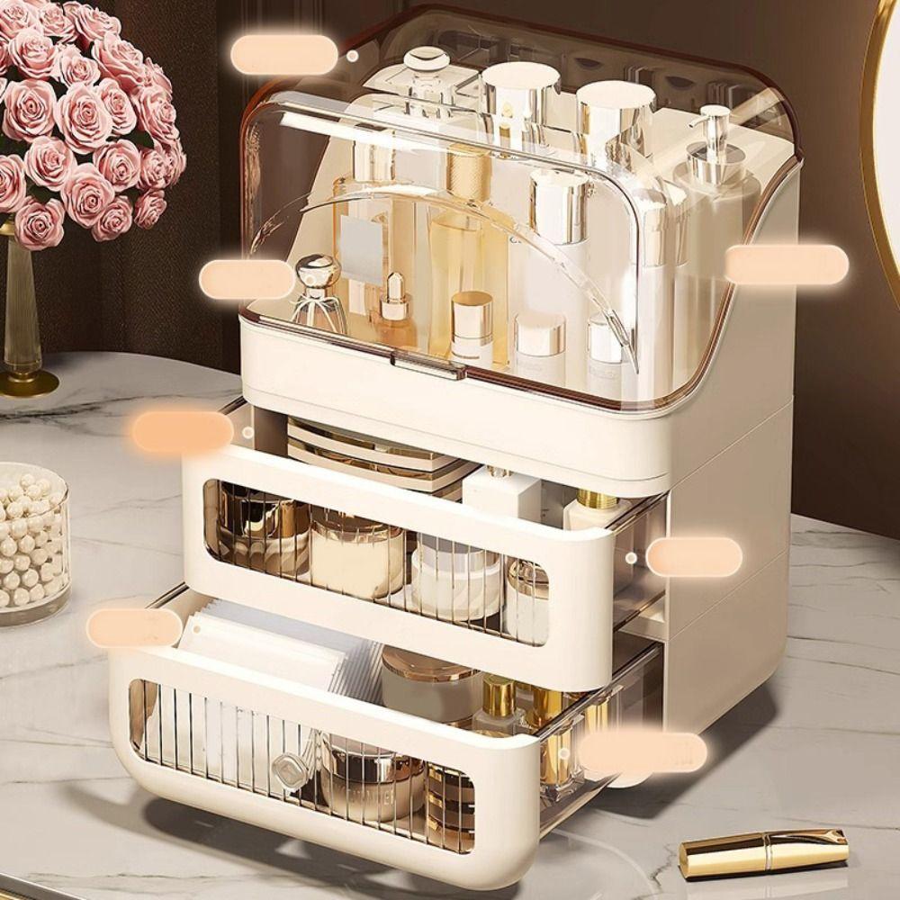 With Drawer Cosmetic Storage Box Dustproof Makeup Case New Cosmetic Shelf  Makeup Organize
