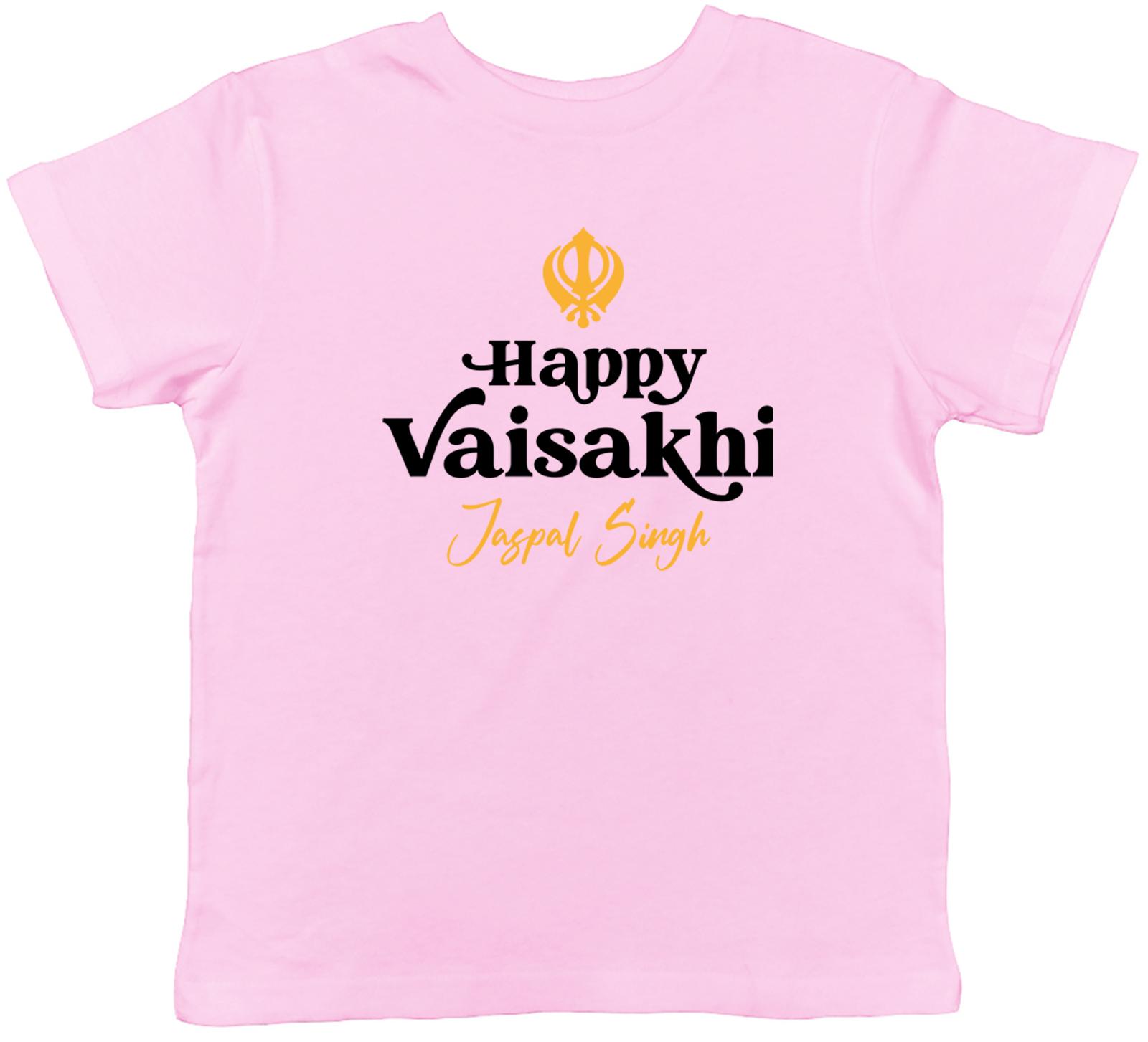 Personalised Happy Vaisakhi Orange & Black Childrens Kids T-Shirt Boys Girl Gift 140