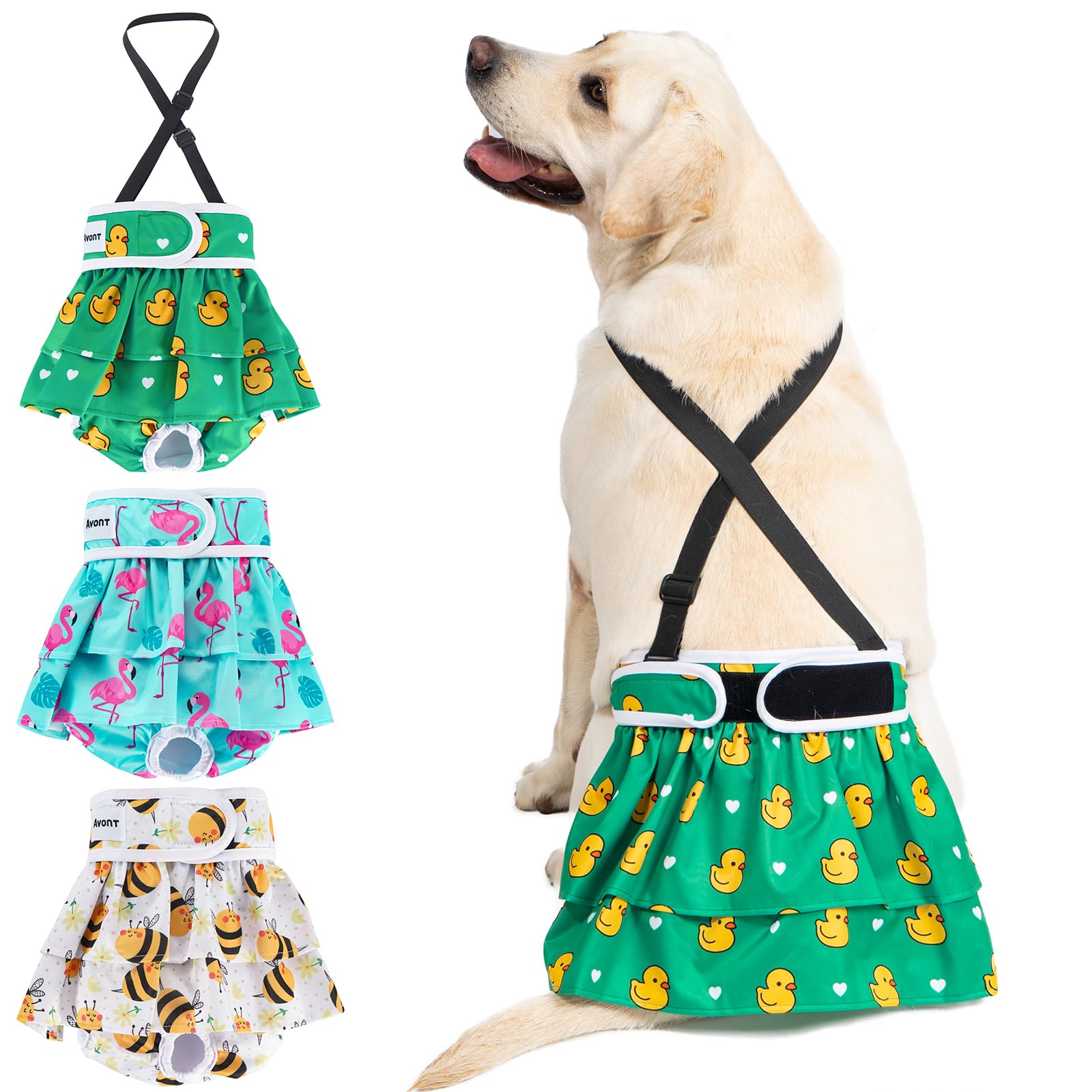 

Avont of Female Dog Подгузник Маннерс Пояс со съемными подтяжками Менструальные трусы Моющиеся Многоразовые Высокоабсорбирующие Прочные [Набор 3]