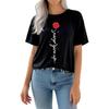 AiMgFUN Roseflower Graphic Shirt for Women Cute Flower Short Sleeve Ladies Tee Tops Teen Girls Casual T Shirt(1)