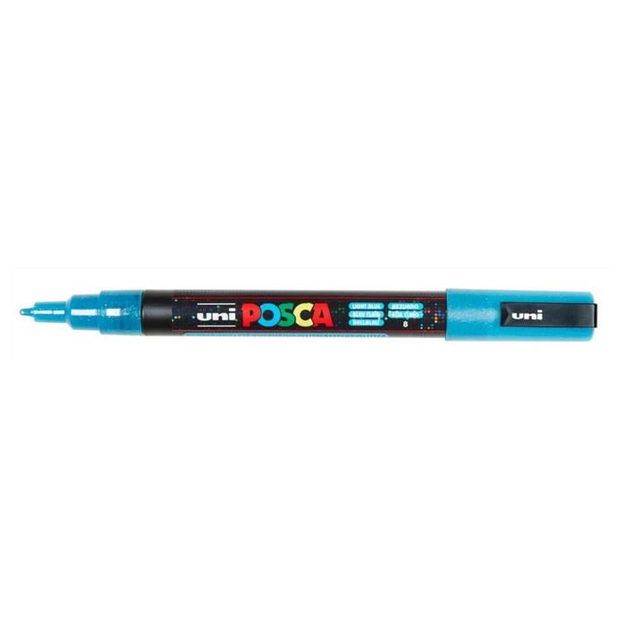 Marqueur - POSCA - PC3ML - Lot De 6 - Pointe Conique Fine - Bleu Clair Pailleté