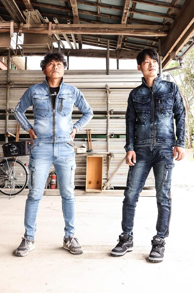 Musashino Uniform TAKAYA Cargo Pants, Highly Stretchable Work Denim, Gran Cisco All-Season Line Denim, GC-A812-Eco (Size 4L, IS-Ice Special)