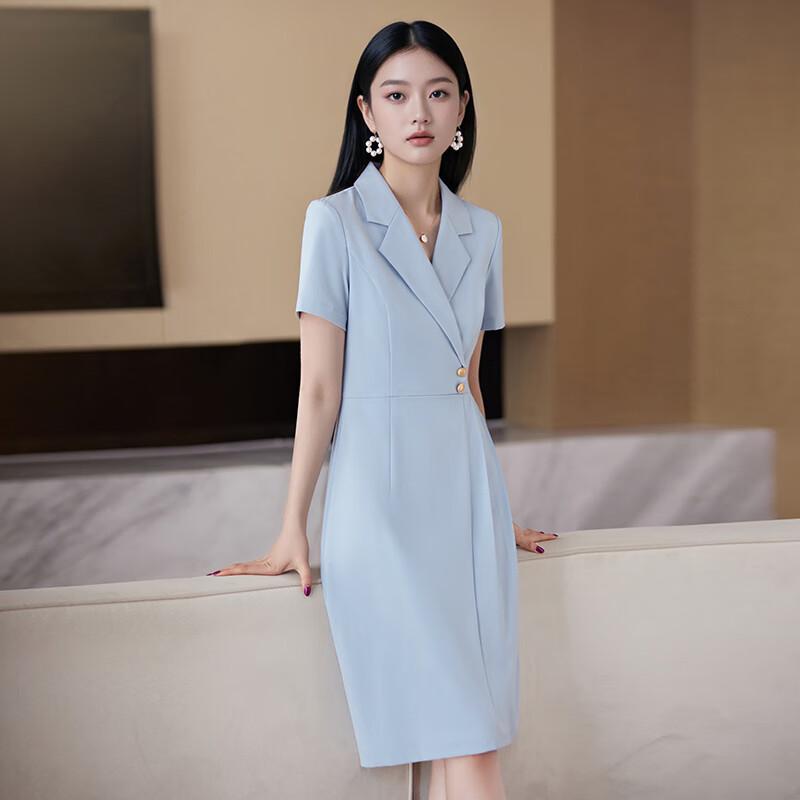 Teluoman Women's Short Sleeve Formal Suit Dress