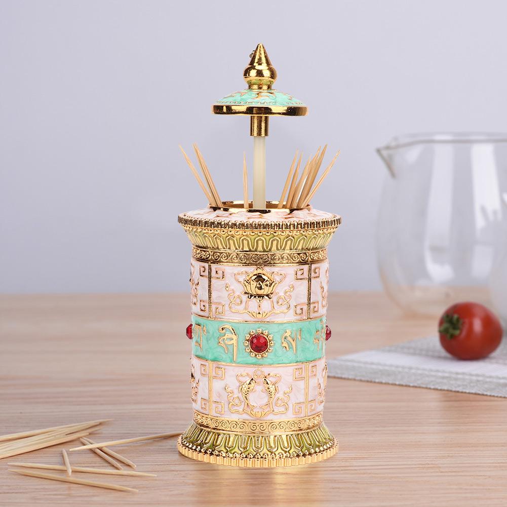 Home Kitchen Hotel Rotating Press Toothpick Holder Box Dispenser Organizer Container