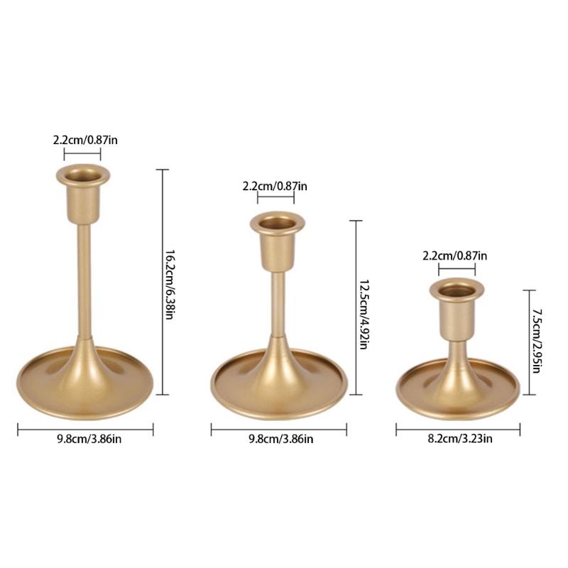 Antique Styles 3Piece Iron Candle Holders Stand Set Intricate Carving Design For Living Room Centerpieces Gift