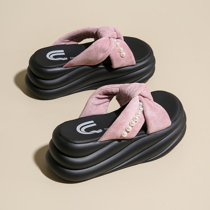 2025 with Skirt Style with Pearl Cross New Fairy Fashion French Sandals Platform Cool Slippers Female Summer Wear