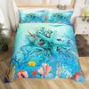 3D Octopus Sea Turtle Duvet Cover Retro Sailboat Crab Reptile Bedding Set Marine Mediterranean Style Jellyfish Comforter Cover