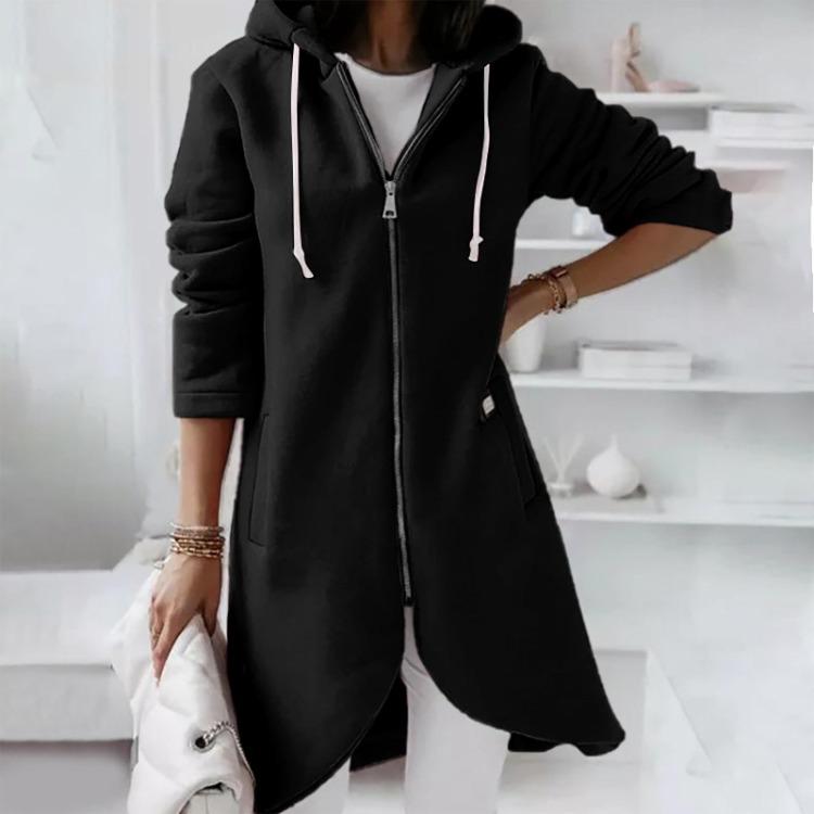 Padded Women Casual Sweatshirt Coat Loose Zipper Long Sleeve Hooded