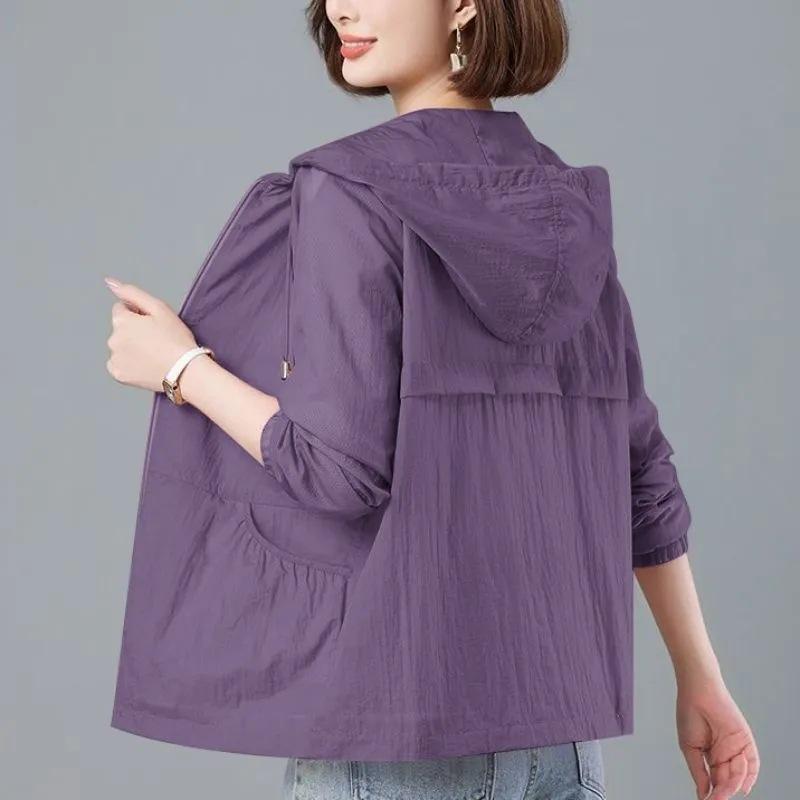 Summer Short Breathable Sun Protection Clothing Women Loose Trench Coat Anti-ultraviolet Cardigan Windbreaker Jacket