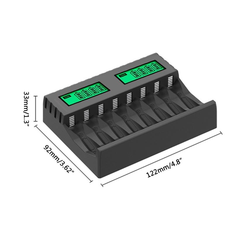 Battery Charger Intelligent Lcd Indicator Short Circuit Protection for AA/AAA Rechargeable Battery Charger 8 Slot