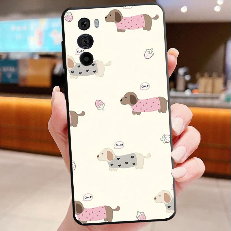 Phone Case For Motorola Edge 60 50 40 Pro 60 50 40 30 Ultra Neo Fusion Moto G Stylus G Cute Cartoon Dachshund Dog