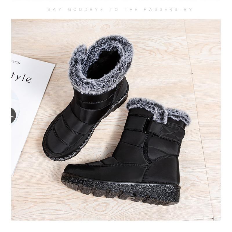 Warm Women's Thick-Sole Winter Snow Boots Velcro-Fastening Waterproof Women's Boots Casual Women's Footwear
