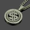 Diamond-encrusted Dollar Rotating Pendant Necklace, Nightclub Clubbing Accessories, Popular Hip-hop Personality Trendy Necklace In Europe and America