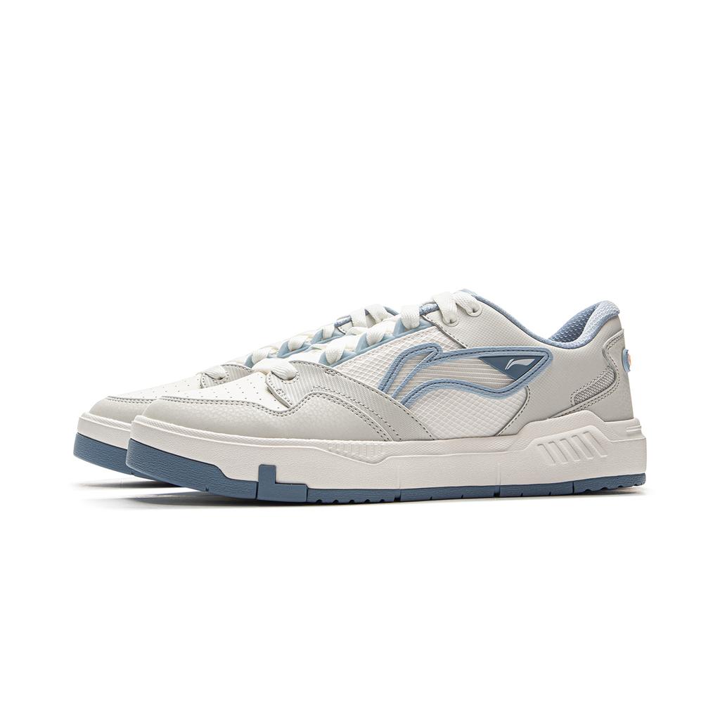 New LiNing COMMOM 80s Anti Slip Wear Resistant Low Top Skateboard Shoes Men's White Gray Blue AGCV051-2
