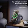 4in1 Electric Rotating Magnetic 15W Wireless Charger Time Display Touch Rotation for iPhone Watch AirPods Ideal Charging Stand