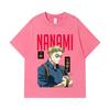 275 GSM Washed T-shirts 100% Cotton Jujutsu Kaisen V60 Nanami Print Unisex Heavy Cotton T Shirt