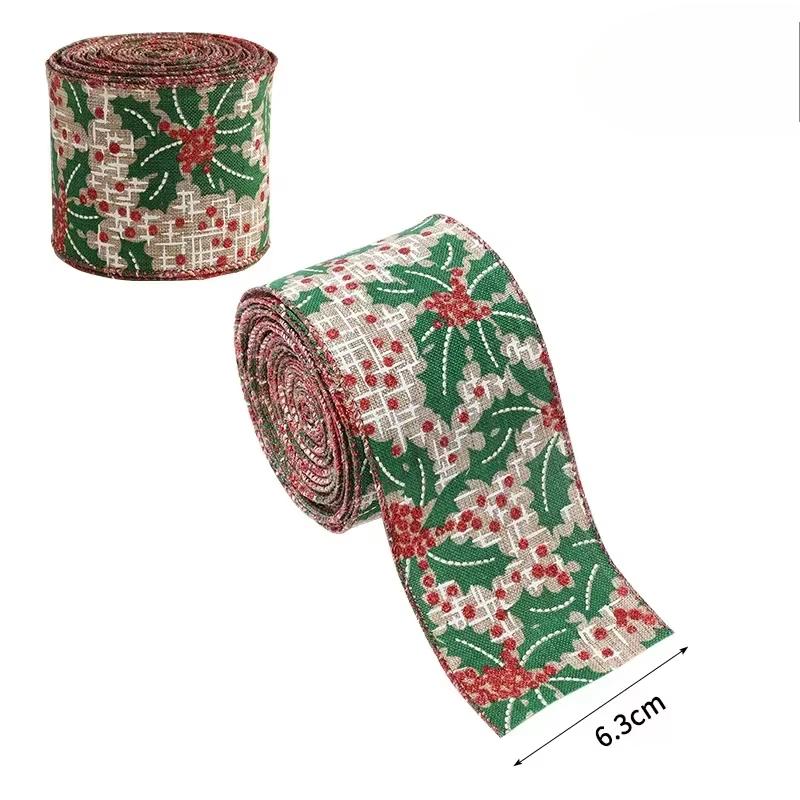 2m Linen Christmas Ribbon Snowman Christmas Trees Rattan Garland Decoration Silk Ribbon Party Arrange Supplies Gift Streamers