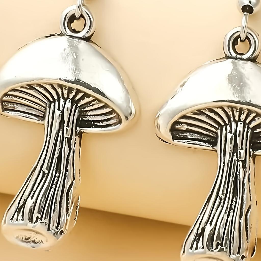 1 Pair Vintage Mushroom Drop Earrings Vegetarian Lover Jewelry for Women