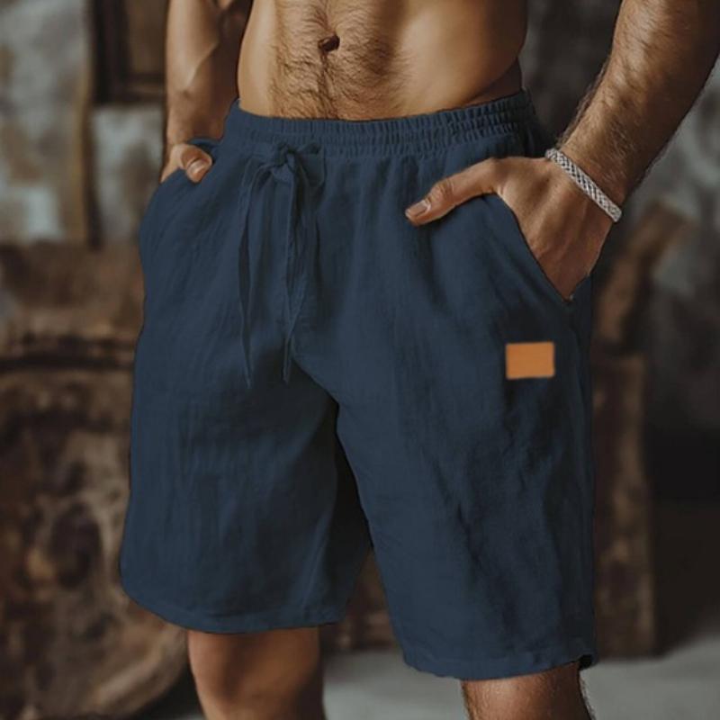 Men Solid Color Casual Short Pants Linen Beach Breathable Comfortable Straight Short Trousers Hawaiian Holiday Men Pants