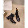 Short boots women's 2025 autumn and winter new square head thick heel middle heel Korean version sleeve versatile Martin commuter Chelsea boots