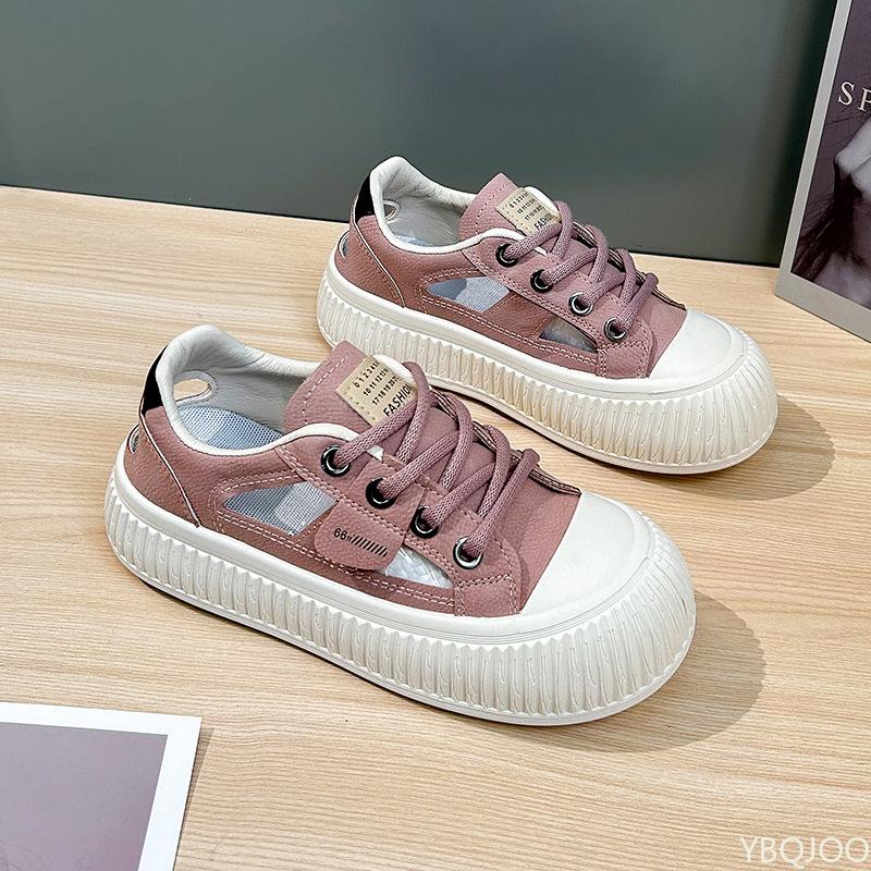 New Hollow Out Sports Women's Shoes 2025 Breathable Casual Thick Soled Vulcanized Board Shoes Platform Sneakers Zapatos De Mujer