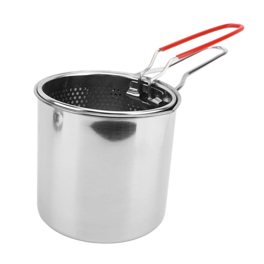 Deep Fryer Pot with Basket 304 Stainless Steel Oil Filter Vessel Cooking Oil Container for Kitchen