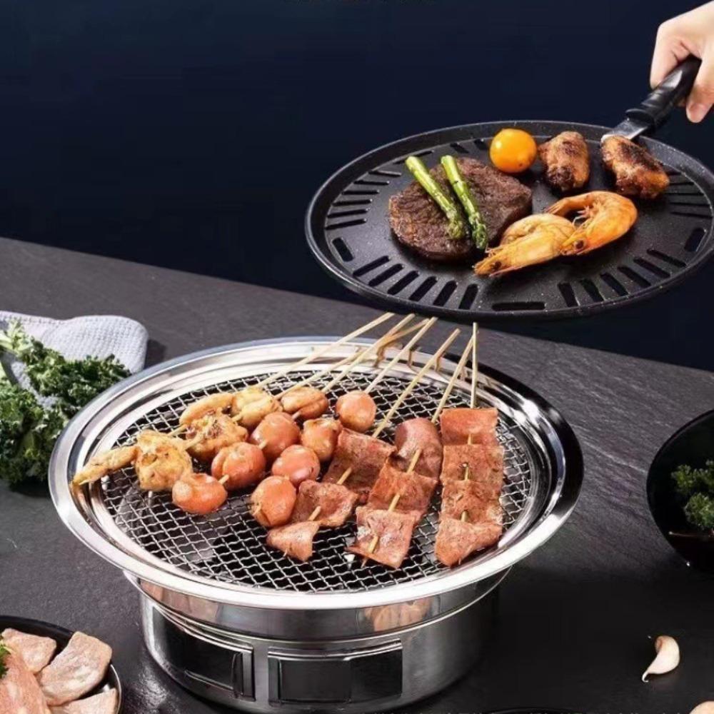 Multifunctional Charcoal Barbecue Grill, Household Korean BBQ Grill, Portable Camping Grill Stove, Tabletop Smoker Grill