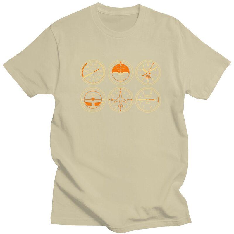Custom Cockpit Six Dials Flight Simulator Pilot T Shirt Men Short Sleeves 100 Cotton Tshirt Casual Aviation Airplane Tees
