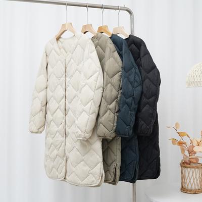 New Women's Clothing Light Down Jacket Medium and Long High-grade Light V-neck Autumn and Winter Vest Light Down Liner