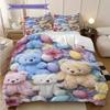Teddy Bear Pattern Bedding Quilt Set Quilt Cover Pillowcase Home Decoration Birthday Gift (1 * duvet cover + 2 * pillowcase, without core)