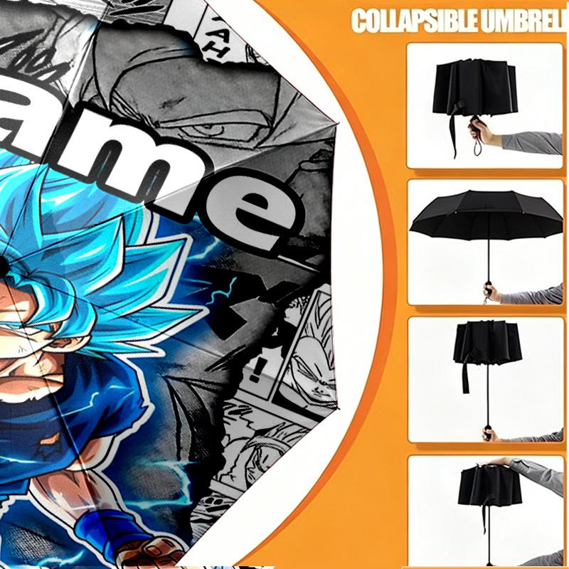 Custom Name Personalized Anime Print Umbrella, Auto Open Close, 8‑Rib Sturdy Frame, Commute Camping Hiking Use, Birthday Gift