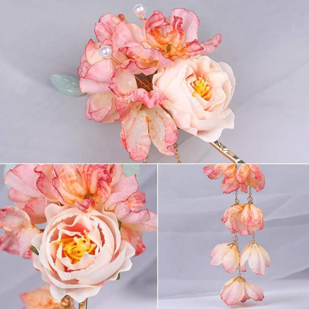 EZ PEACH Kanzashi Stick Hairpin, Cherry Blossom Flower, Pearl, Single Hair Accessory, Simple Hair Accessory for Yukata and Japanese Traditional