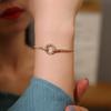 925 Sterling Silver Geometric Snake Chain Circle Bracelet For Women  Gold Plated Bracelet Shiny Zircon Party Jewelry Gifts