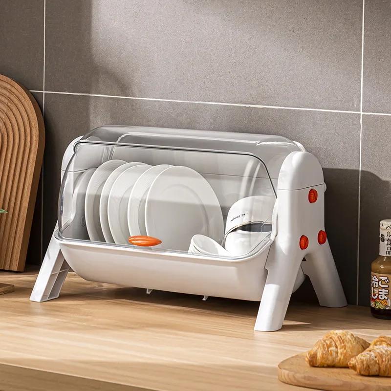 

Двухъярусная полка для хранения посуды Кухонная полка для мисок, тарелок, мисок, поднос Сушилка Бытовая коробка с крышкой Шкаф