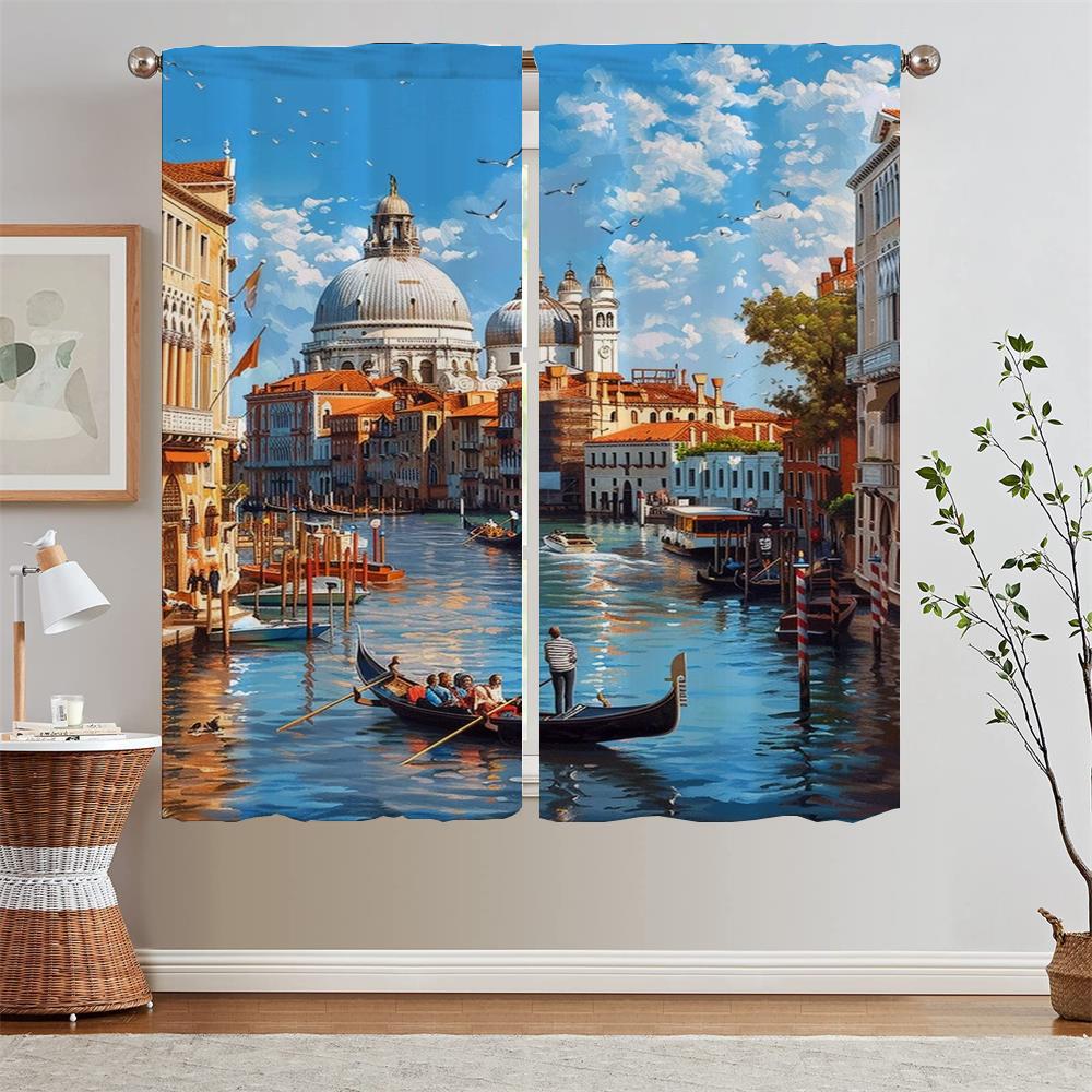 

Венеция с голубым небом и белыми облаками. Шифоновые подхваты для штор. Оконные жалюзи. Шторы для кухни. Затемняющие шторы для комнат. Жалюзи. W50xH70cmx2pcs-CL