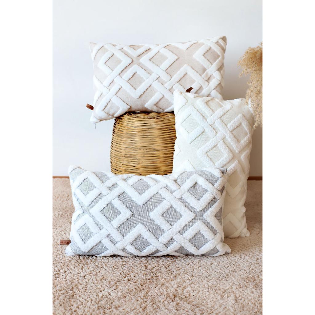 Bohemian Special Design Punch Punch Pattern Decorative Rectangular Throw Pillow Case Mila Gray