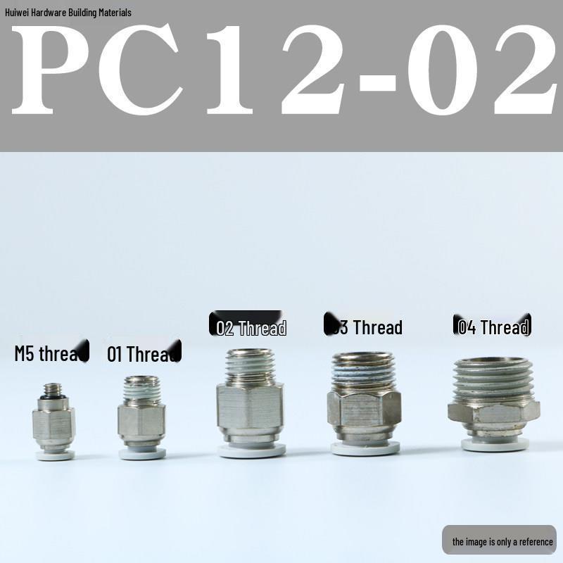 Pneumatic Push-to-Connect Air Hose Fitting - Quick Connectors PC6, PC8, PC12 (M5 Thread)