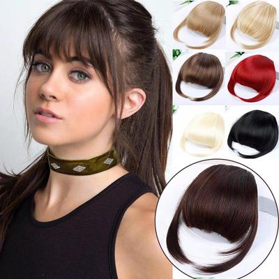New Pretty Girls Hair Extension Bangs Straight Wig Piece Clip On Clip In Front Hair Bangs Wigs Synthetic Invisible Bangs Black Brown