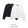 Kaslead New Arrival Women's Fashion Style Fashion Minimalist Lace Pleated Shirt Tops 1281837