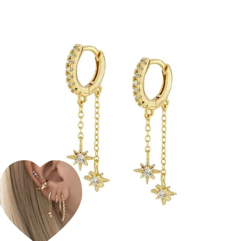 925 Silver Ear Needle White Zircon Butterfly/Water Drop Hoop Earrings Drop Earrings For Women Fashion Wedding Jewelry
