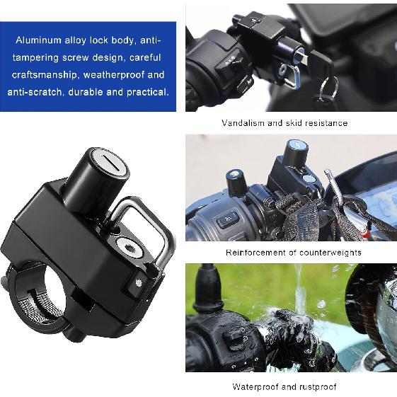 Motorcycle Helmet Lock, Aluminum Alloy Anti Theft Helmet Security Locks, Universal Tamper-Proof Helmet Locks For Motorbike Scooter Bike, Motorcycle