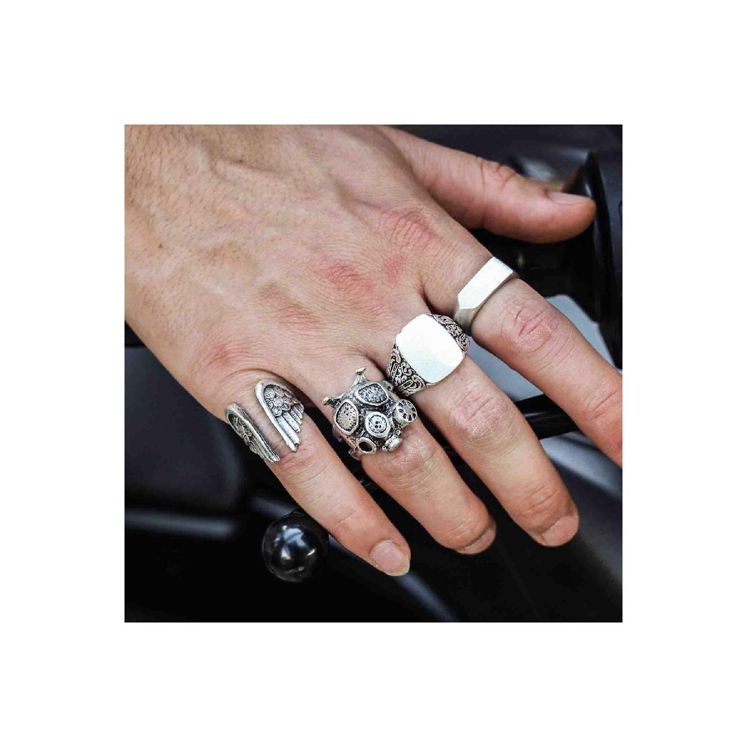 

Набор из 4 посеребренных регулируемых моделей женских и мужских колец для противогаза