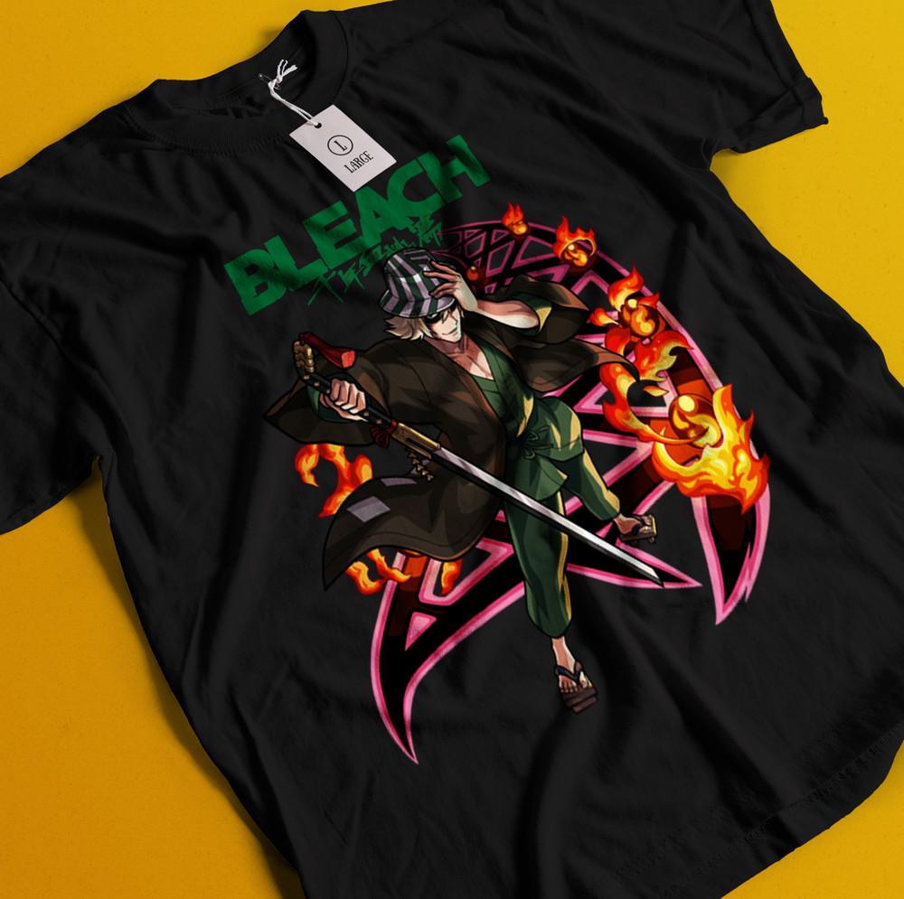 

Футболка Урахара Киске Bleach Аниме Футболка Зараки Футболка Ичиго Банкай Футболка Айзен S
